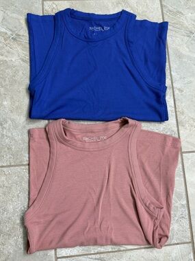 Rachel Zoe Ribbed Tank Duo in Blue & Dusty Rose